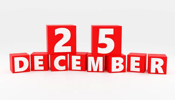 stock image December 25, red cubes Calendar on white background. Simple 3D illustration