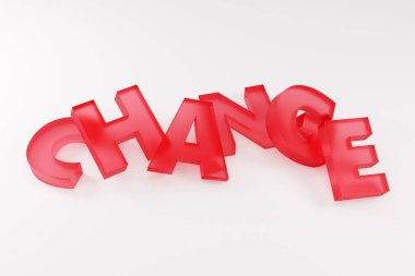 Harf biçiminde kırmızı cam 3 boyutlu resimlemeyi değiştir diyor.