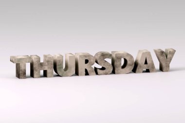 Beton Perşembe işareti Bir Canlı 3D Görüntü Haftasonu Basit 3D canlandırmasını Vurguluyor
