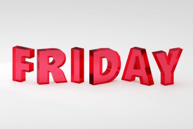 Kara Cuma, gri arka planda kırmızı cam etkisi yazdı. Satış promosyon konsepti. 3d resimleme