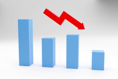 Borsa düştü, ekonomik çöküş, yatırım hatası, fiyat düşüşü, durgunluk, yatırım riski konsepti, grafik yere düştü.