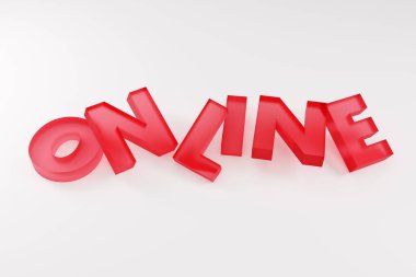 Gri arkaplanda 3D kırmızı cam tabela var. Sunulan tanıtım konsepti