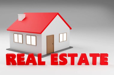 3D resimlendirme kırmızı, emlak yatırımları, ipotek ve kiralama Basit 3d sunum