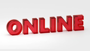 Gri arkaplanda 3D kırmızı cam tabela var. Sunulan tanıtım konsepti