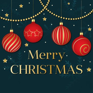 Mutlu noel kartları ve asılı top süslemeleri.