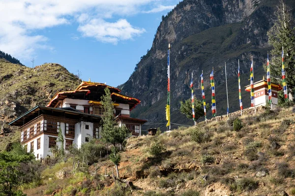 祷告旗子在不丹 — 图库照片