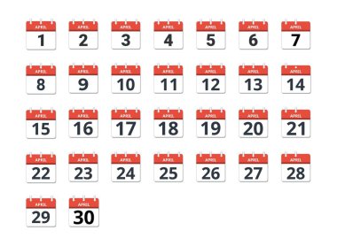 Nisan ayı takvimi, program konsepti, iş ve görevler. Vektör illüstrasyonu