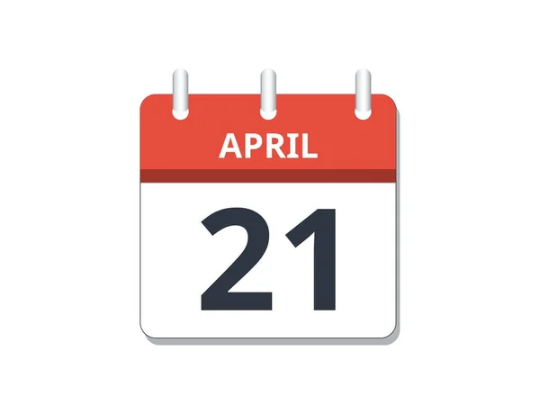 April 21St Calendar Icon Vector Concept Schedule Business Tasks Vector — Stock Vector