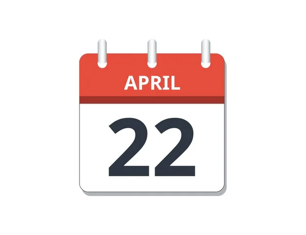 April 22Nd Calendar Icon Vector Concept Schedule Business Tasks Vector — Stock Vector