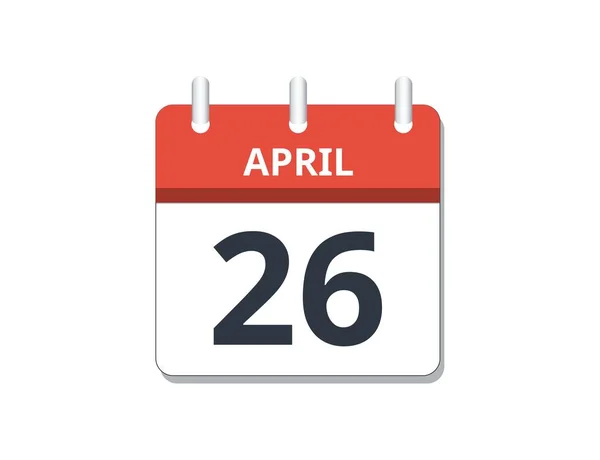 April 26Th Calendar Icon Vector Concept Schedule Business Tasks Vector — Stock Vector