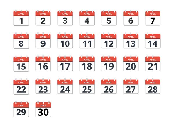 April month calendar set, concept of schedule, business and tasks. Vector illustration