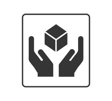 Tek renkli taşıyıcı ve dikkatli işaret vektörü. Düz tasarım. Vektör illüstrasyonu