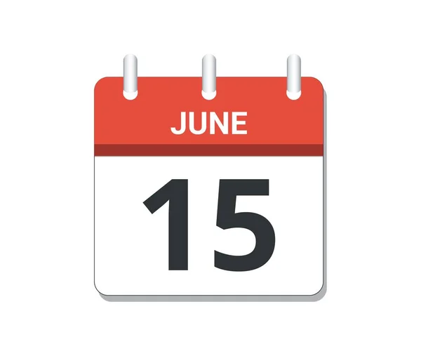 6月15日日历图标向量 时间表 业务和任务的概念 矢量说明 — 图库矢量图片