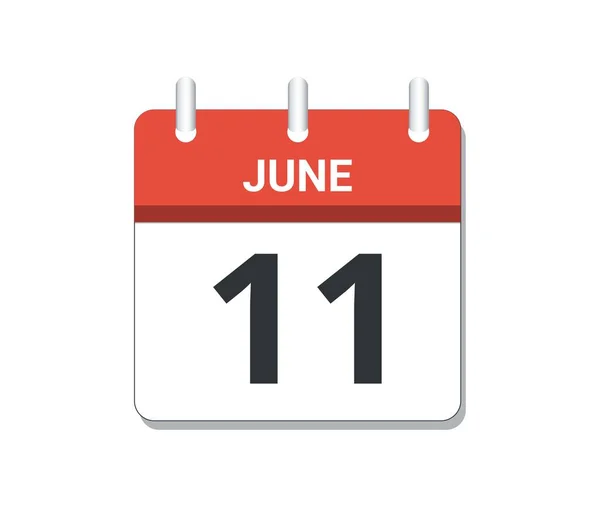 6月11日日历图标向量 时间表 业务和任务的概念 矢量说明 — 图库矢量图片