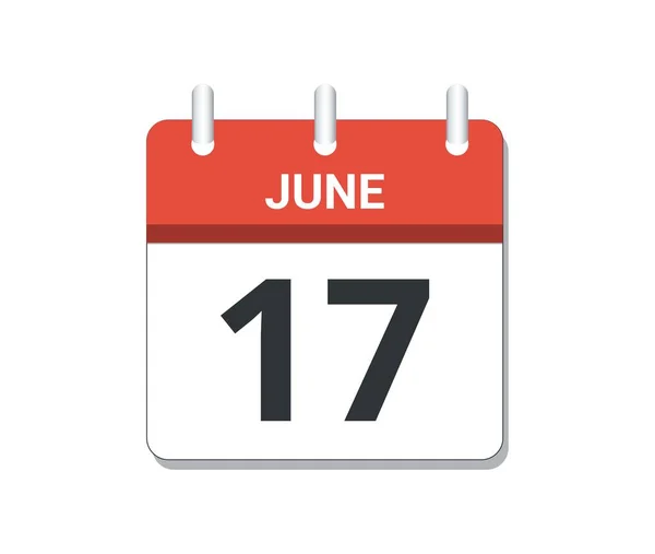 6月17日日历图标向量 时间表 业务和任务的概念 矢量说明 — 图库矢量图片