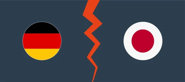 Німеччина Проти Японського Прапора Круговим Кордоном Концепція Опозиції Конкуренції Поділу — стоковий вектор