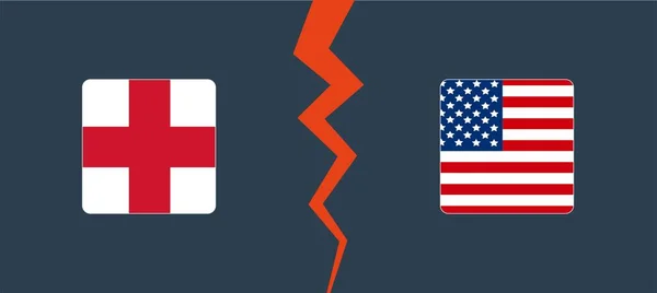 英国对美国国旗背景 竞争和分裂的概念 矢量说明 — 图库矢量图片