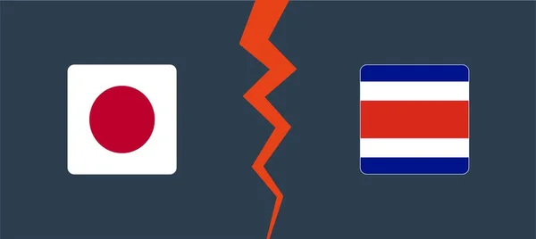 Японія Коста Рика Концепція Опозиції Конкуренції Поділу Приклад Вектора — стоковий вектор