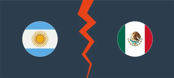 Argentinien Gegen Mexiko Mit Kreisgrenze Konzept Der Opposition Des Wettbewerbs — Stockvektor