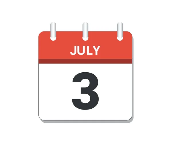 7月3日日历图标向量 时间表 业务和任务的概念 矢量说明 — 图库矢量图片