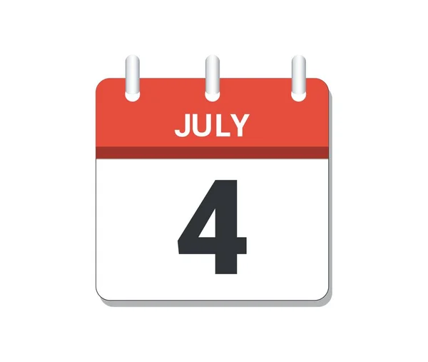 7月4日日历图标向量 时间表 业务和任务的概念 矢量说明 — 图库矢量图片