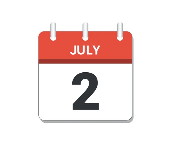 7月2日日历图标向量 时间表 业务和任务的概念 矢量说明 — 图库矢量图片