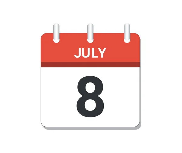 7月8日日历图标向量 时间表 业务和任务的概念 矢量说明 — 图库矢量图片