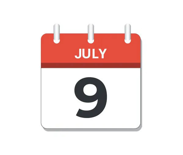 7月9日日历图标向量 时间表 业务和任务的概念 矢量说明 — 图库矢量图片