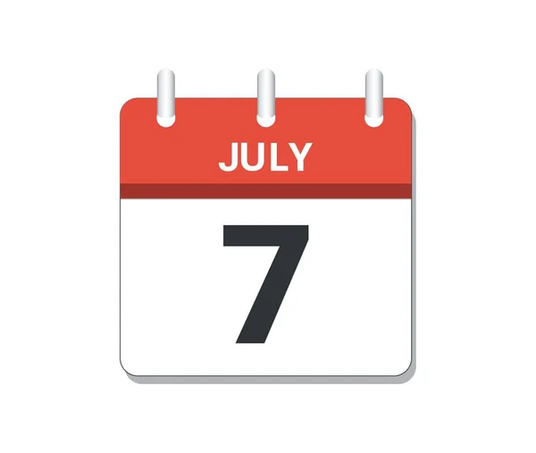 7月7日日历图标向量 时间表 业务和任务的概念 矢量说明 — 图库矢量图片