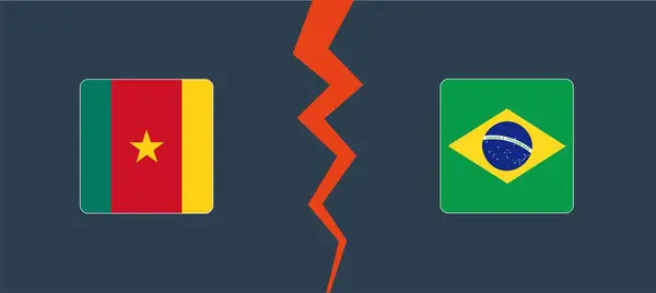 カメルーン対ブラジル 正方形の境界線を持つ 分裂の概念 ベクターイラスト — ストックベクタ
