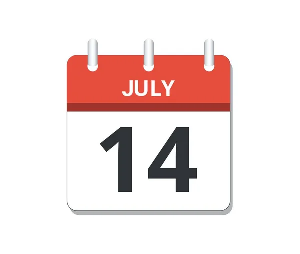 7月14日日历图标向量 时间表 业务和任务的概念 矢量说明 — 图库矢量图片