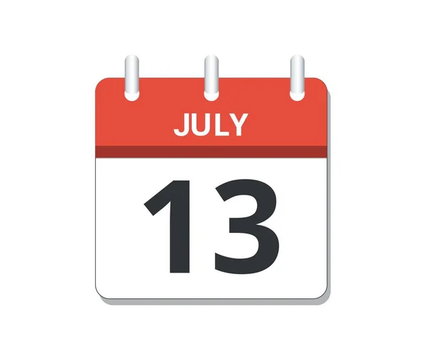 7月13日日历图标向量 时间表 业务和任务的概念 矢量说明 — 图库矢量图片