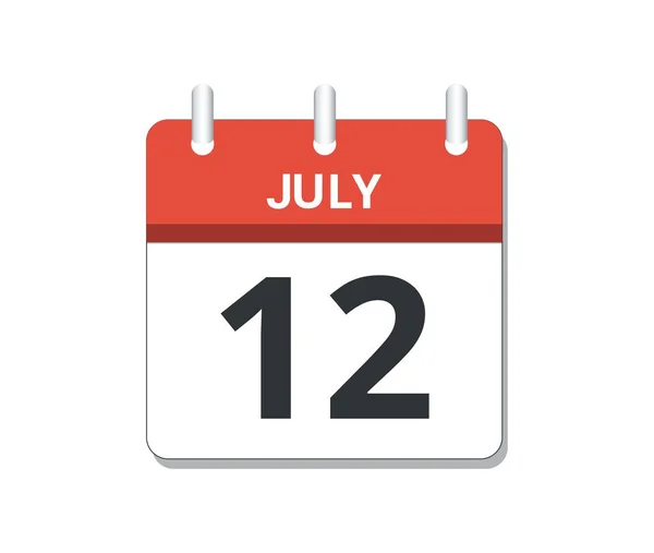 7月12日日历图标向量 时间表 业务和任务的概念 矢量说明 — 图库矢量图片