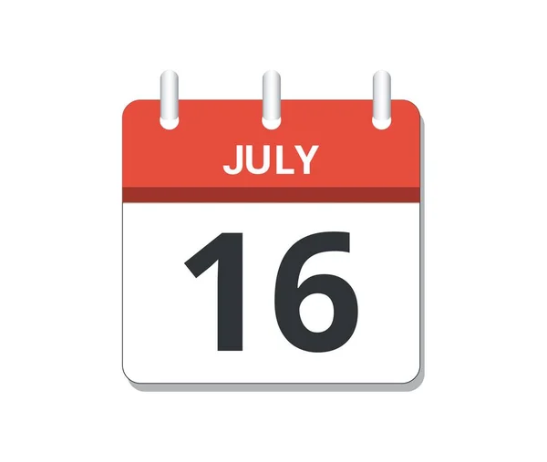 7月16日カレンダーアイコンベクトル スケジュール ビジネス タスクの概念 ベクターイラスト — ストックベクタ