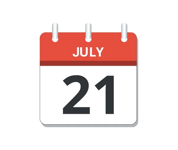 7月21日日历图标向量 时间表 业务和任务的概念 矢量说明 — 图库矢量图片