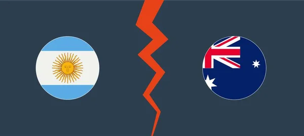 Argentinien Gegen Australien Mit Kreisgrenze Konzept Der Opposition Des Wettbewerbs — Stockvektor