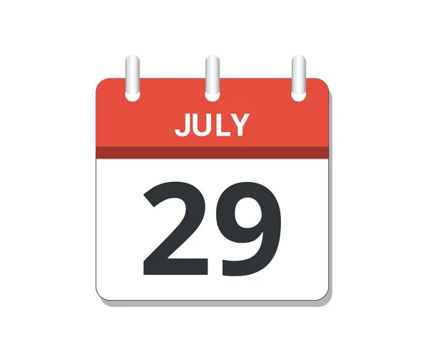 7月29日カレンダーアイコンベクトル スケジュール ビジネス タスクの概念 ベクターイラスト — ストックベクタ