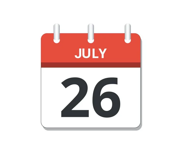 7月26日日历图标向量 时间表 业务和任务的概念 矢量说明 — 图库矢量图片