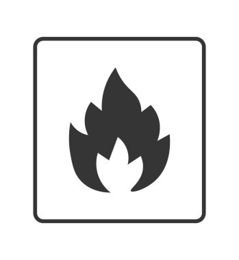 Monokromatik yanıcı ikon. Etiket ve ambalaj kavramı. Vektör illüstrasyonu