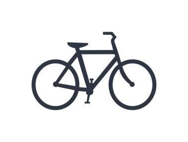 İzole edilmiş tek renkli bisiklet ikonu. Düz dizayn. Vektör illüstrasyonu