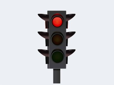 Beyaz arka planda izole edilmiş kırmızı ışık. Düz dizayn. Vektör illüstrasyonu