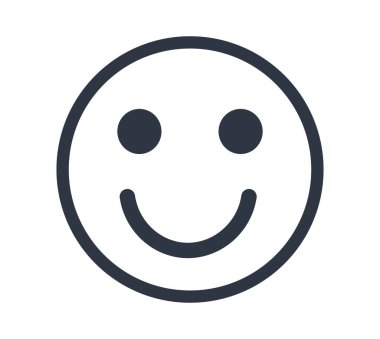 Beyaz arka planda tek renkli mutlu yüz ifadesi. Düz dizayn. Vektör illüstrasyonu