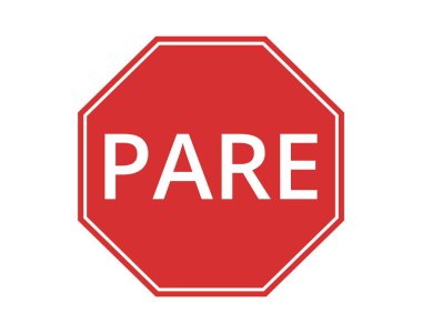 Spanish version of stop signal. Traffic signal icon. Vector illustration