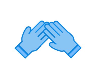 Blue latex gloves icon. Concept of protection. . Vector illustration