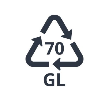 Monochromatic 70 GL icon for clear glass. Concept of ecology and packaging. Vector illustration clipart