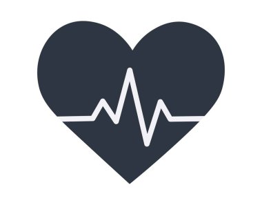 Kalp atışı işaretli tek renkli kalp. Vektör İllüstrasyonu. Vektör illüstrasyonu