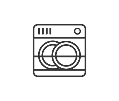 Tek renkli bulaşık makinesi sembolü. Cihazlar ve Pişirme için Vektör İllüstrasyonu. Vektör illüstrasyonu