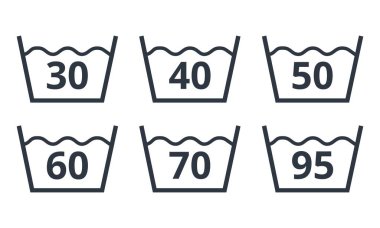 Çamaşır Makinesi Simgesinde Su Sıcaklığı. Vektör İllüstrasyonu. Vektör illüstrasyonu