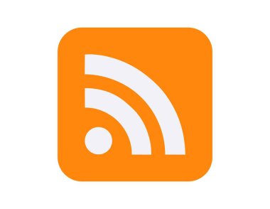 Beyaz ve Turuncu RSS Sembolü. Vektör İllüstrasyonu. Vektör illüstrasyonu