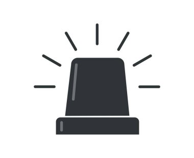 Tek renkli Siren Sembolü. Acil durum kavramı. - Evet. Vektör illüstrasyonu